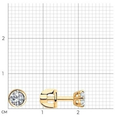Пусеты Diamant 51-122-00733-1 вес 1.29 г золото, фианит купить,90299
