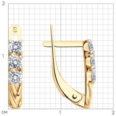 Серьги SOKOLOV 027574 вес 1.503 г золото, фианит купить,119100