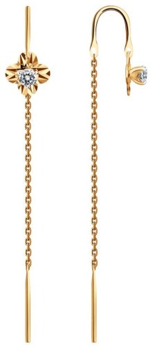 Серьги-цепочки SOKOLOV 029314 вес 1.31 г золото, фианит купить,113648