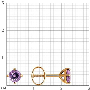 Пусеты SOKOLOV 728733 вес 1.03 г золото, аметист купить,NaN