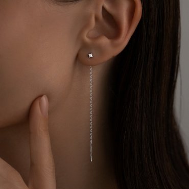 Серьги-цепочки SOKOLOV 94025847_0,86 вес 0.86 г серебро, фианит купить,8105