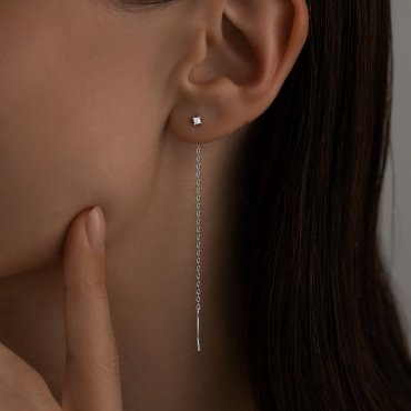 Серьги-цепочки SOKOLOV 94025847_0,86 вес 0.86 г серебро, фианит купить,8105
