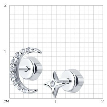 Пусеты SOKOLOV 94025747 вес 1.2 г серебро, фианит купить,NaN