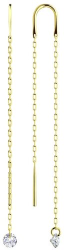 Серьги-цепочки SOKOLOV 028625-2 вес 1.11 г золото, фианит купить,125818