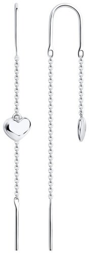 Серьги Diamant 94-123-01504-1 вес 1.12 г серебро, без вставок купить,9161