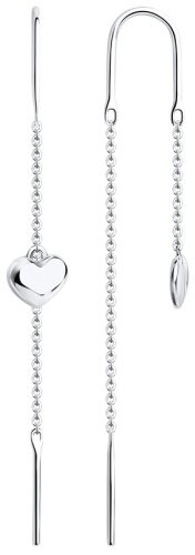 Серьги Diamant 94-123-01504-1 вес 1.12 г серебро, без вставок купить,9161