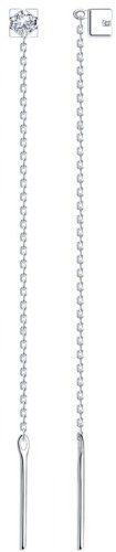 Серьги-цепочки Diamant 94-120-01035-1 вес 0.84 г серебро, фианит