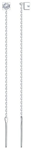 Серьги-цепочки Diamant 94-120-01035-1 вес 0.84 г серебро, фианит