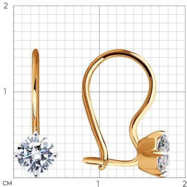 Серьги SOKOLOV 026946 вес 0.95 г золото, фианит купить,81445