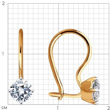 Серьги SOKOLOV 026946 вес 0.95 г золото, фианит купить,81445
