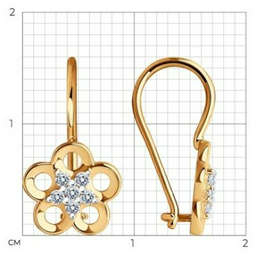 Серьги Diamant 51-120-01536-1 вес 1.25 г золото, фианит