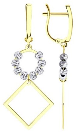 Серьги Diamant 53-121-01256-1 вес 3.25 г золото, без вставок купить,261369