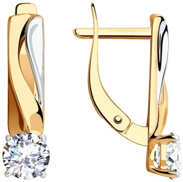 Серьги SOKOLOV 028510 вес 2.65 г золото, фианит купить,288351