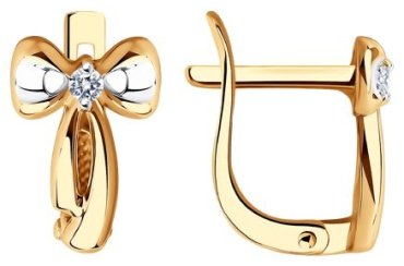 Серьги Diamant 51-120-01045-1 вес 1.64 г золото, фианит купить,131669