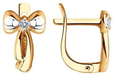 Серьги Diamant 51-120-01045-1 вес 1.64 г золото, фианит купить,131669