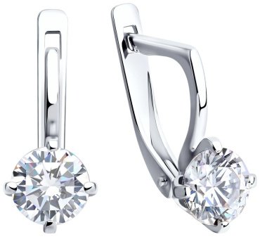 Серьги SOKOLOV 024464 вес 2.99 г золото, фианит купить,246379