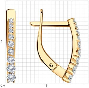 Серьги Diamant 51-120-01651-1 вес 1.79 г золото, фианит купить,183017