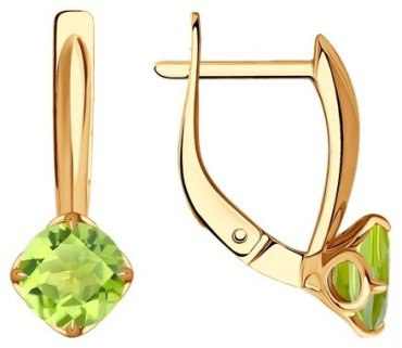 Серьги Diamant 51-320-01767-3 вес 2.61 г золото, хризолит купить,214348