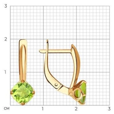 Серьги Diamant 51-320-01767-3 вес 2.61 г золото, хризолит купить,214348