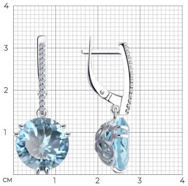 Серьги Diamant 94-321-01921-1 вес 6.96 г серебро, топаз, фианит купить,89339