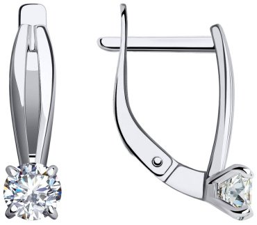Серьги Diamant 52-120-01726-1 вес 2.25 золото, фианит купить,210679