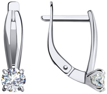 Серьги Diamant 52-120-01726-1 вес 2.25 золото, фианит купить,210679