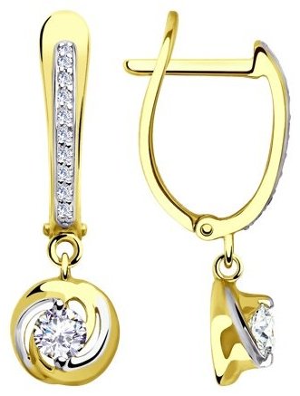 Серьги Diamant 53-121-00378-1 вес 2.73 г золото, фианит купить,225251