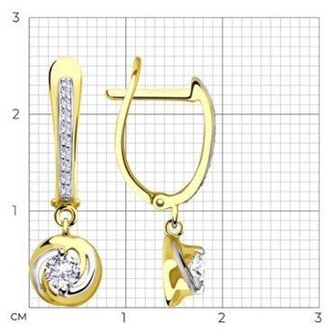 Серьги Diamant 53-121-00378-1 вес 2.73 г золото, фианит купить,225251