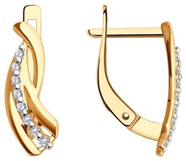Серьги Diamant 51-120-02122-1 вес 2.5 г золото, фианит купить,268900