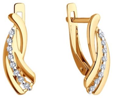 Серьги Diamant 51-120-02122-1 вес 2.5 г золото, фианит купить,268900
