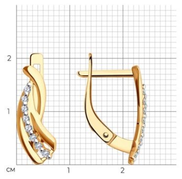 Серьги Diamant 51-120-02122-1 вес 2.5 г золото, фианит купить,268900