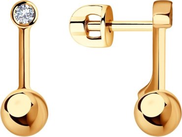 Серьги LUXOR JEWELRY 029609 вес 2.62 г золото, фианит купить,218056