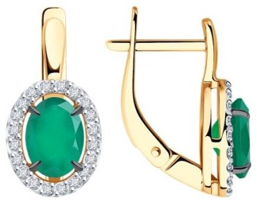 Серьги Diamant 51-320-02049-6 вес 2.79 г золото, агат купить,263300