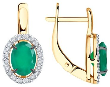 Серьги Diamant 51-320-02049-6 вес 2.79 г золото, агат купить,263300
