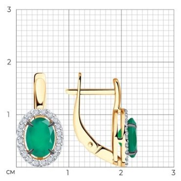 Серьги Diamant 51-320-02049-6 вес 2.79 г золото, агат купить,263300