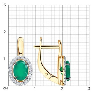 Серьги Diamant 51-320-02049-6 вес 2.79 г золото, агат купить,263300
