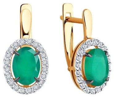 Серьги Diamant 51-320-02049-6 вес 2.79 г золото, агат купить,263300