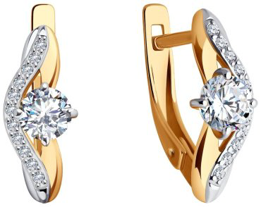Серьги Diamant 51-120-02031-1 вес 2.56 золото, фианит купить,254562