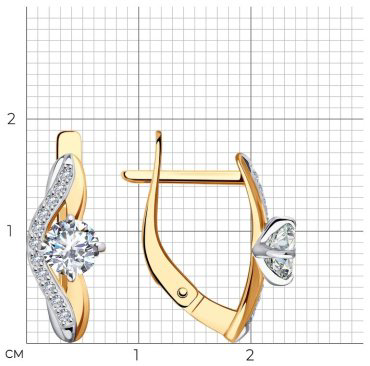 Серьги Diamant 51-120-02031-1 вес 2.56 золото, фианит купить,254562