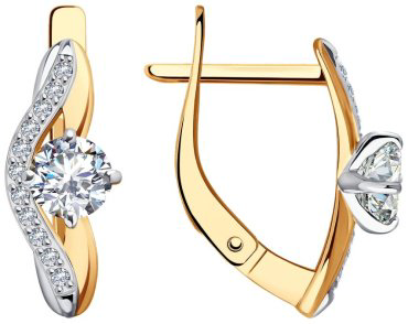 Серьги Diamant 51-120-02031-1 вес 2.56 золото, фианит купить,254562
