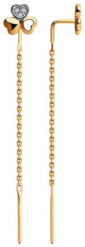 Серьги-цепочки Diamant 53-123-00385-1 вес 1.16 г золото, фианит купить,136663