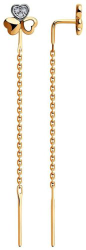 Серьги-цепочки Diamant 53-123-00385-1 вес 1.16 г золото, фианит купить,136663