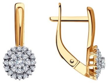 Серьги Diamant 51-120-01945-1 вес 2.36 г золото, фианит купить,186135