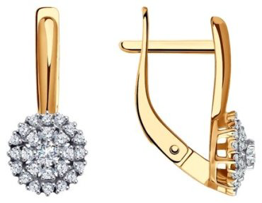 Серьги Diamant 51-120-01945-1 вес 2.36 г золото, фианит купить,186135