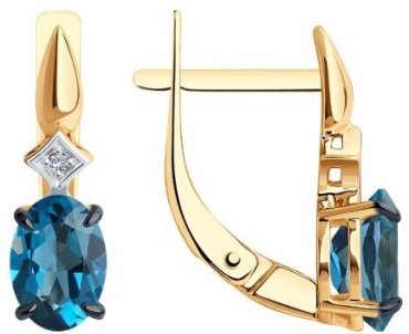 Серьги Diamant 51-320-01919-2 вес 2.42 г золото, топаз купить,242150