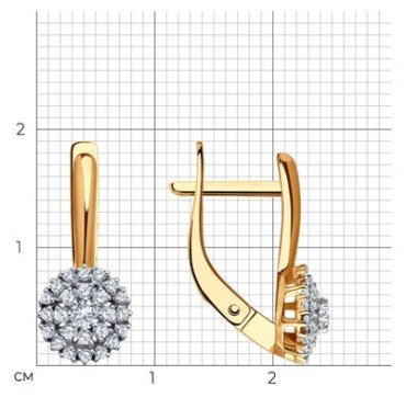 Серьги Diamant 51-120-01945-1 вес 2.36 г золото, фианит купить,186135