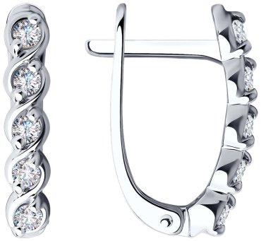 Серьги Diamant 52-120-00742-1 вес 2.15 золото, фианит купить,172768
