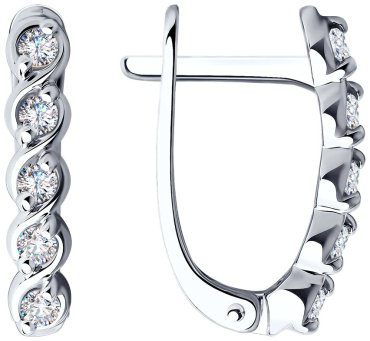 Серьги Diamant 52-120-00742-1 вес 2.15 золото, фианит купить,172768