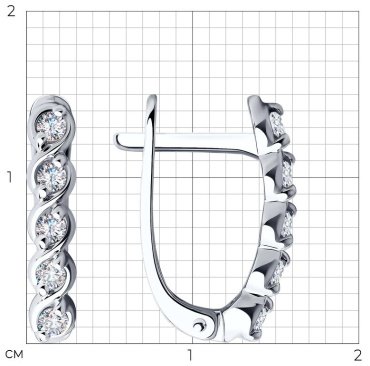 Серьги Diamant 52-120-00742-1 вес 2.15 золото, фианит купить,172768