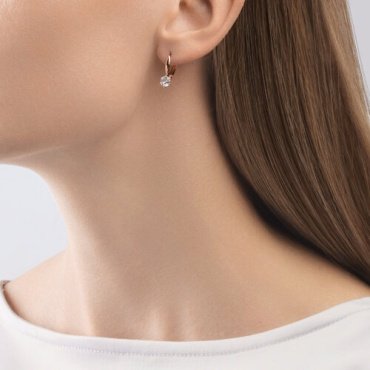 Серьги SOKOLOV 028875 вес 1.95 г золото, фианит купить,169624